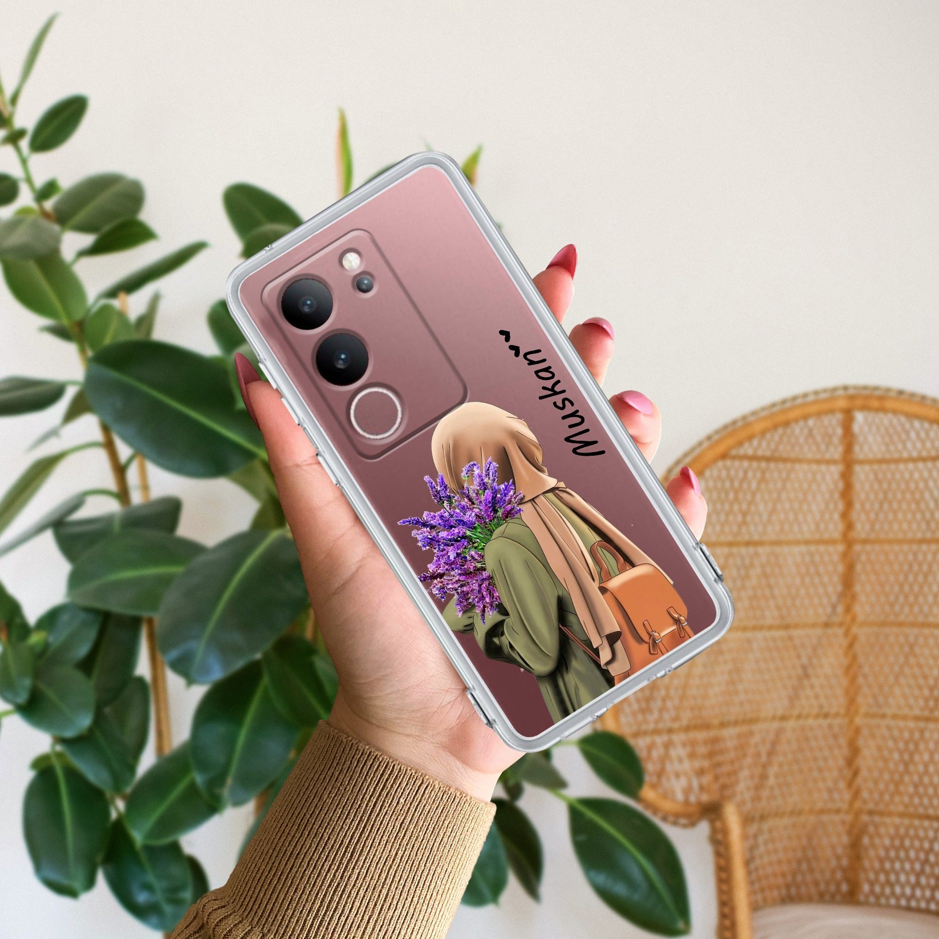 Personalized Hijab Girl Transparent Silicon Case For Vivo