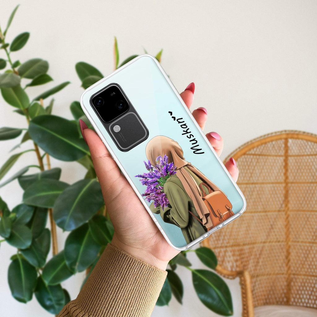 Personalized Hijab Girl Transparent Silicon Case For Vivo