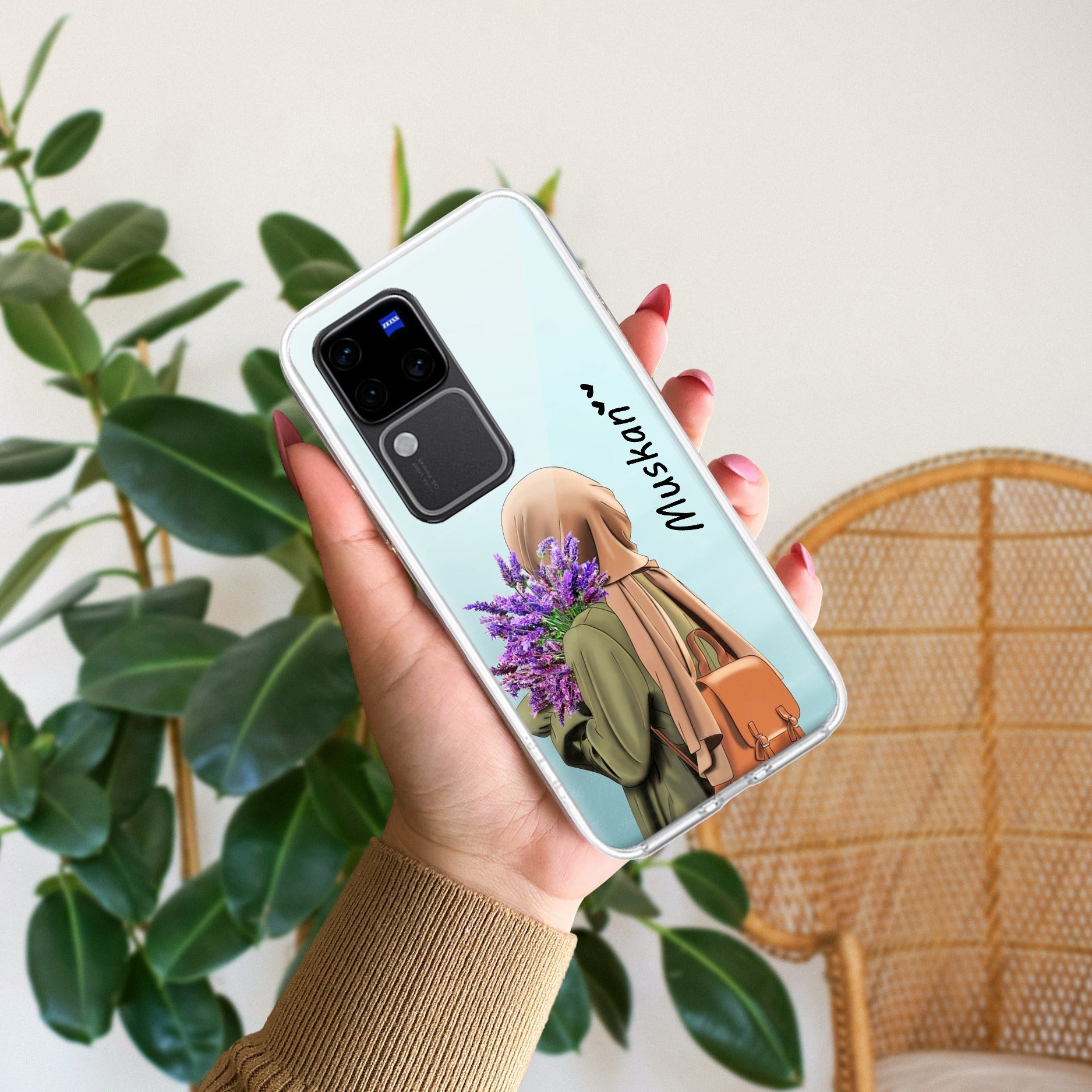 Personalized Hijab Girl Transparent Silicon Case For Vivo
