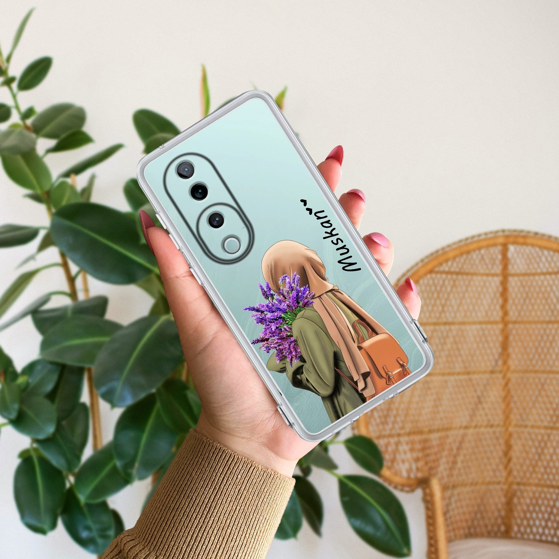 Personalized Hijab Girl Transparent Silicon Case For Vivo X60 Pro