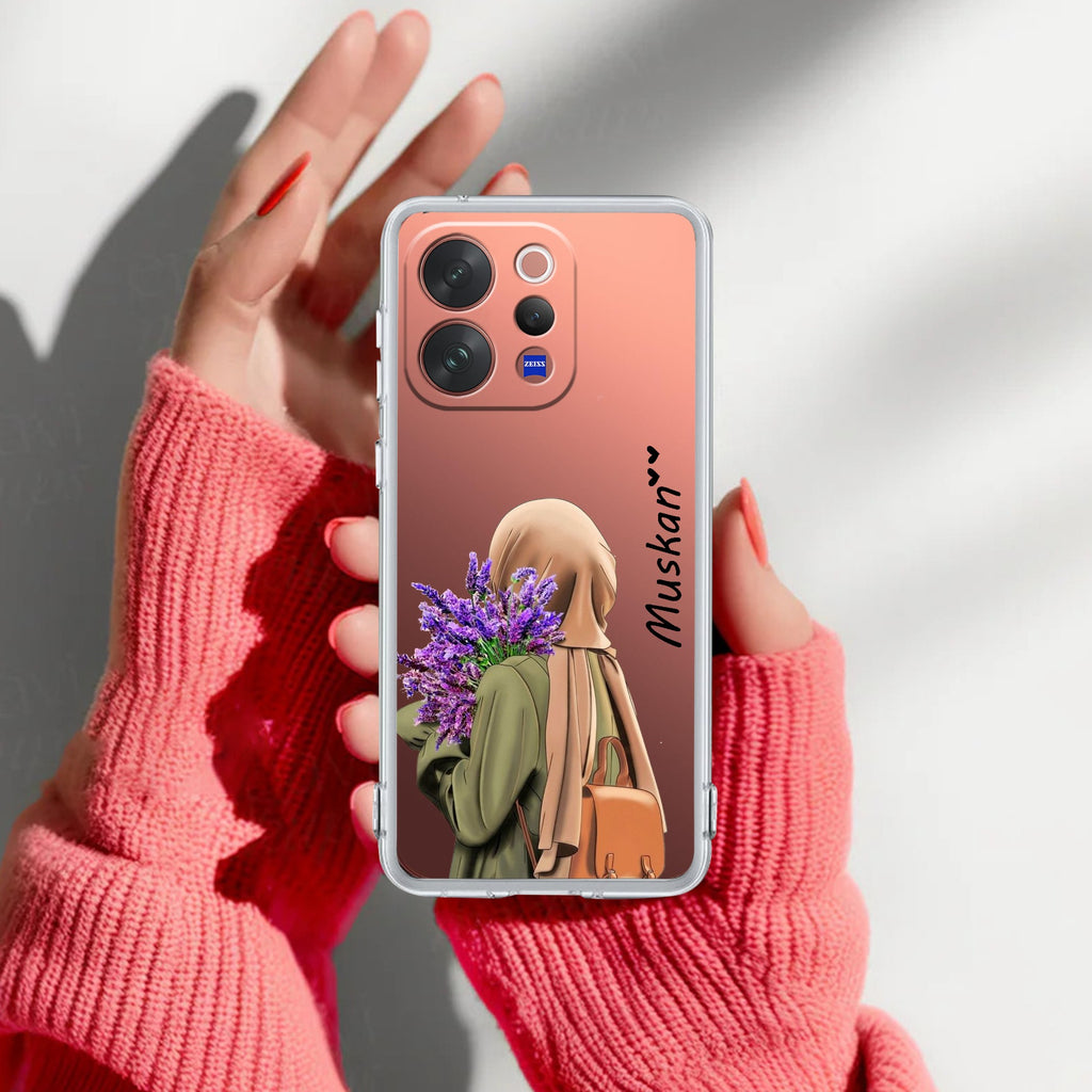 Personalized Hijab Girl Transparent Silicon Case For Vivo V23 Pro 5G