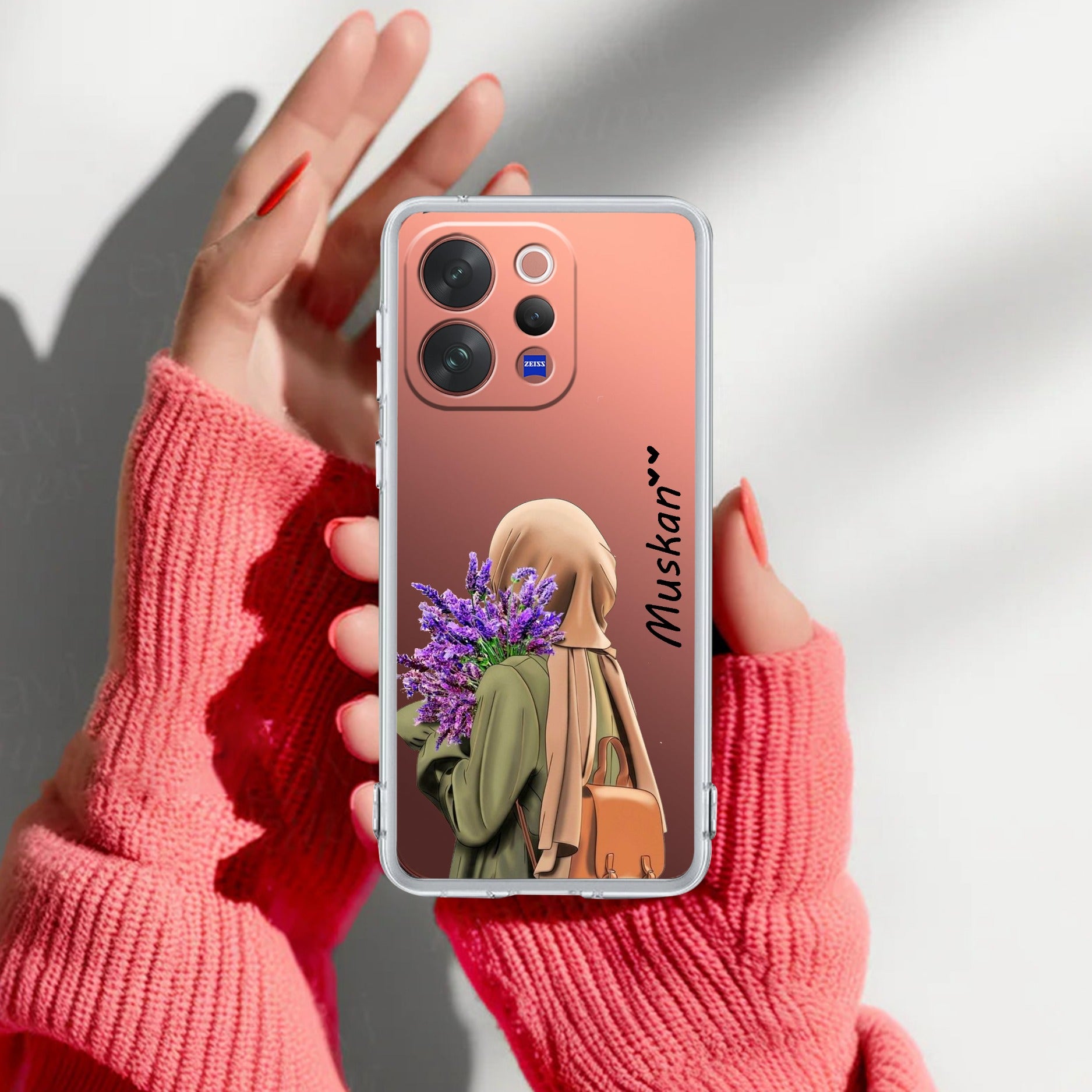 Personalized Hijab Girl Transparent Silicon Case For Vivo V70 Elite 5G