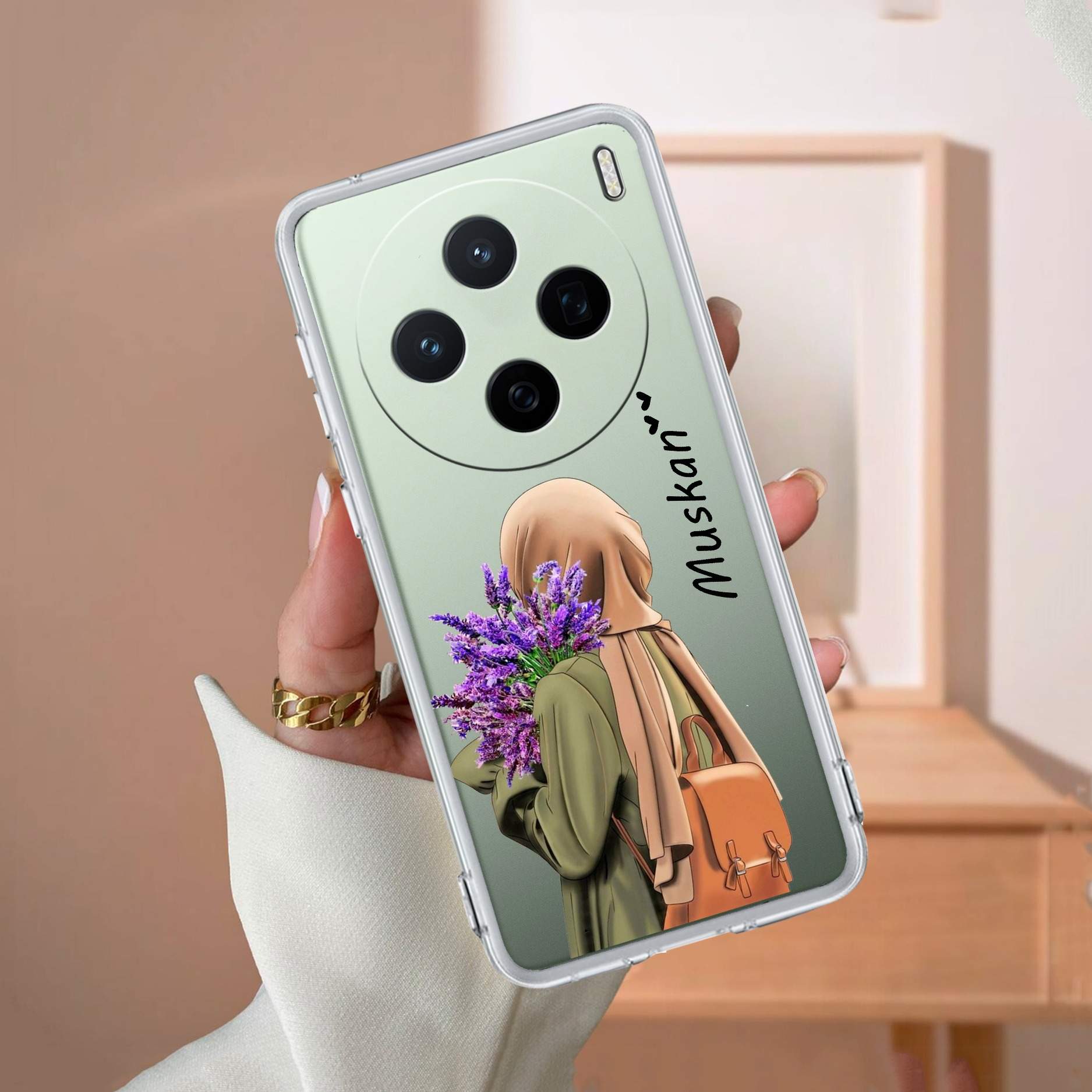 Personalized Hijab Girl Transparent Silicon Case For Vivo