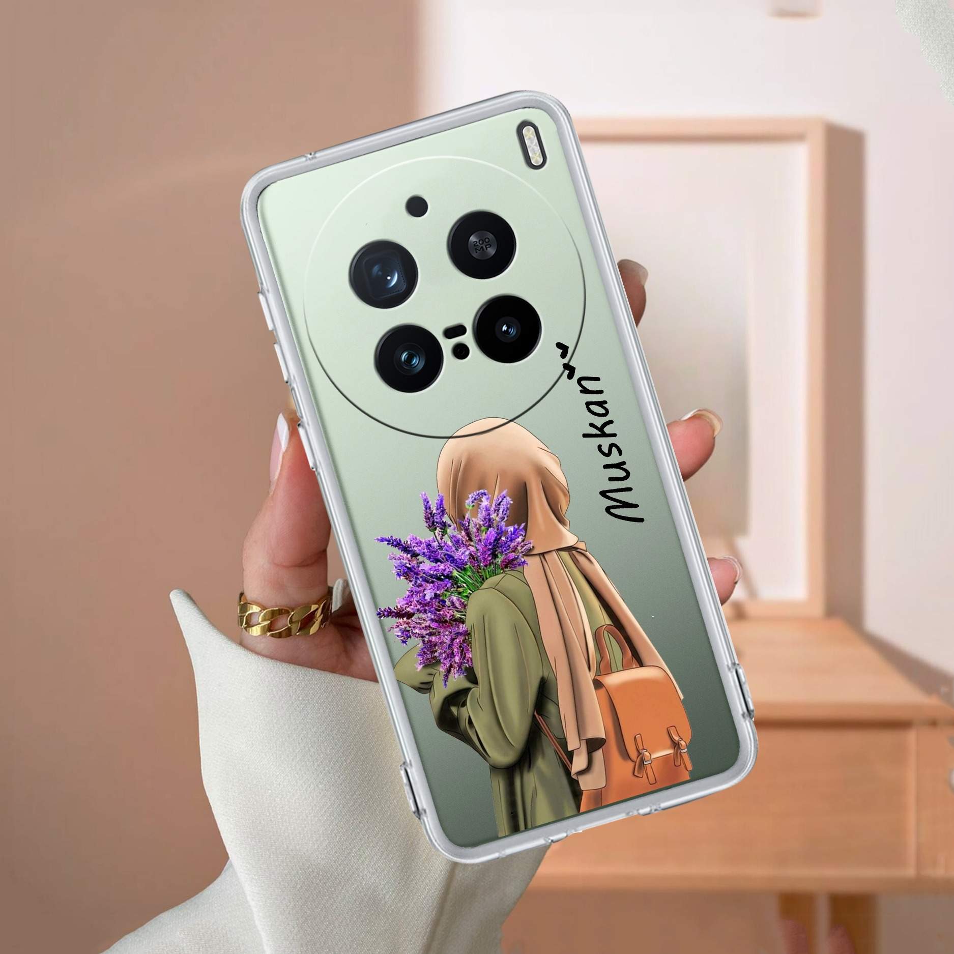 Personalized Hijab Girl Transparent Silicon Case For Vivo