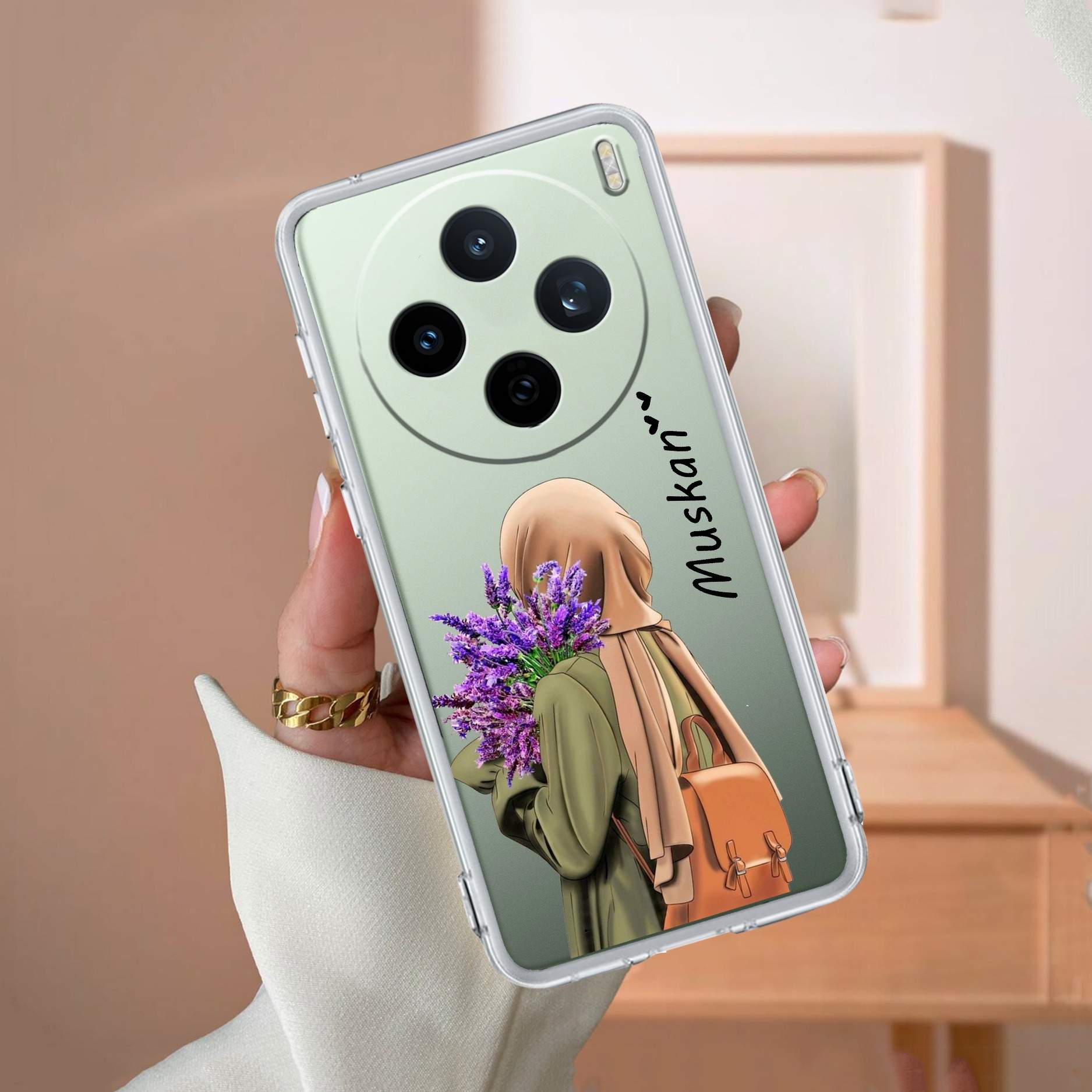 Personalized Hijab Girl Transparent Silicon Case For Vivo