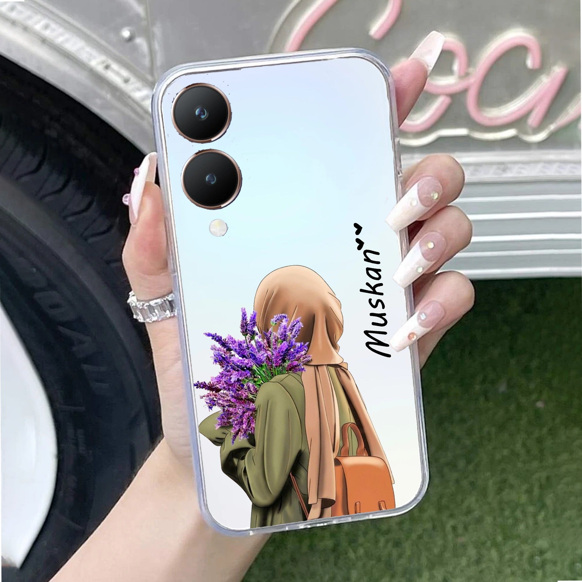Personalized Hijab Girl Transparent Silicon Case For Vivo Y28 5G