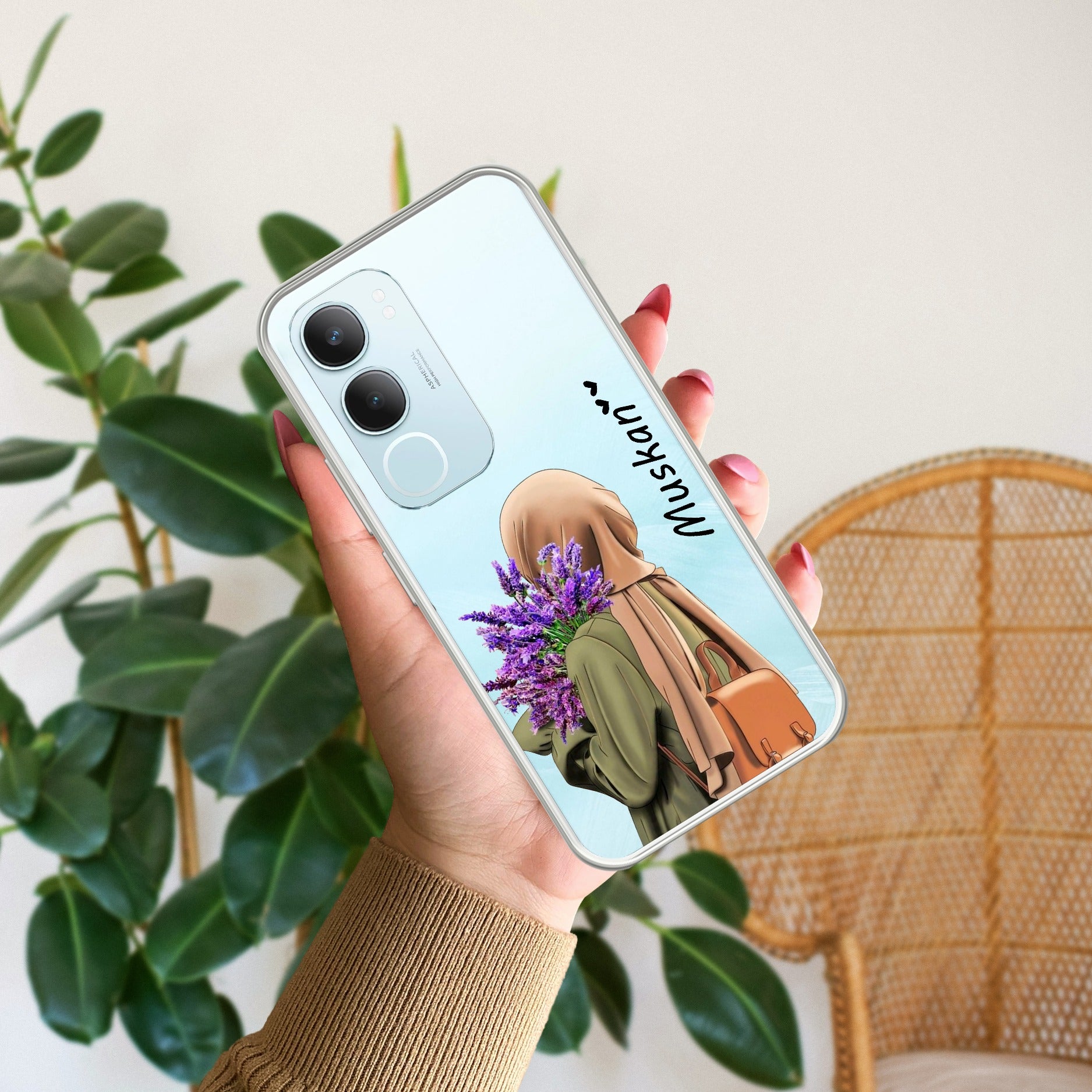 Personalized Hijab Girl Transparent Silicon Case For Vivo Y29 5G