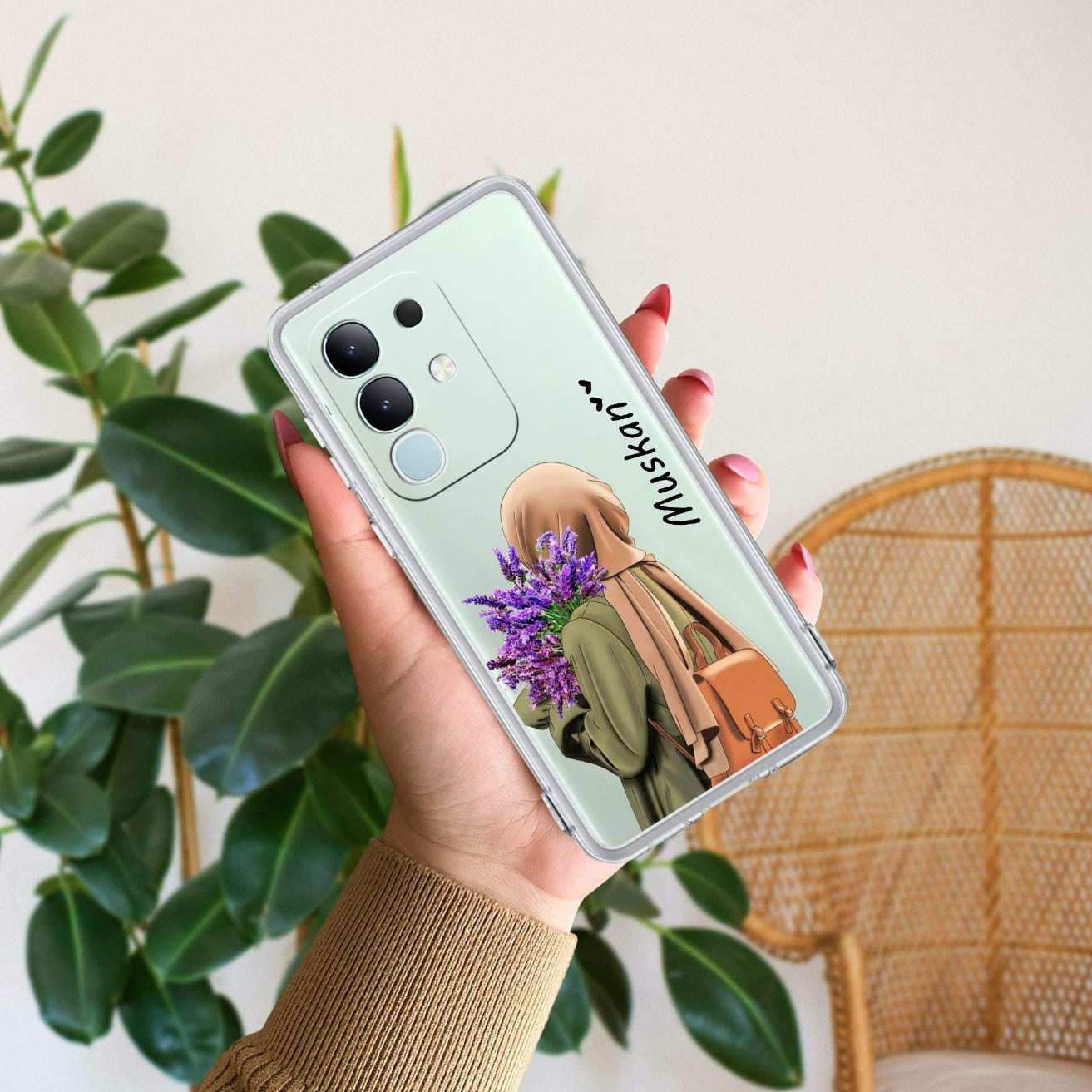 Personalized Hijab Girl Transparent Silicon Case For Vivo