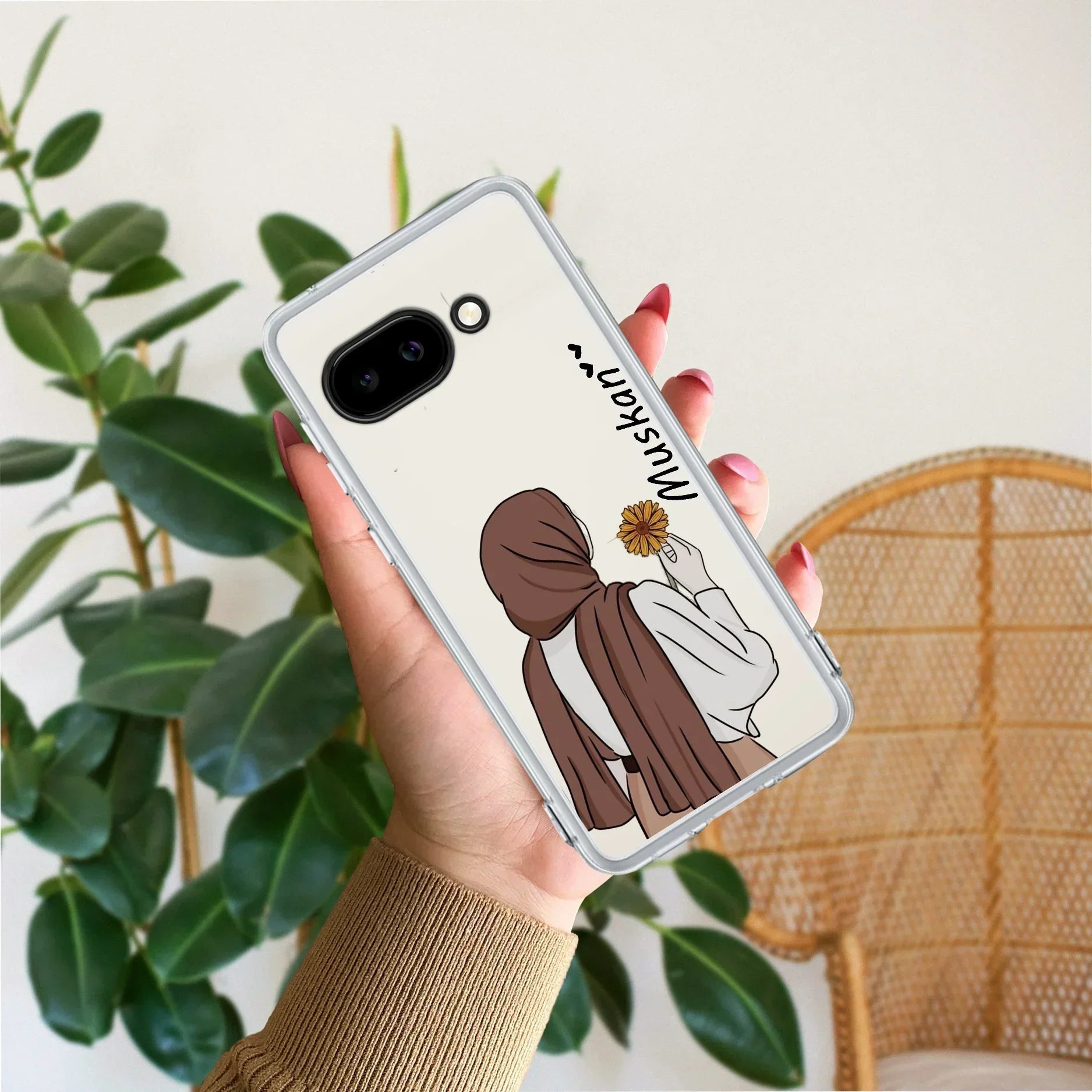 Personalized Hijab Girl Transparent Silicon Case V2 For Google Pixel 9a 5G