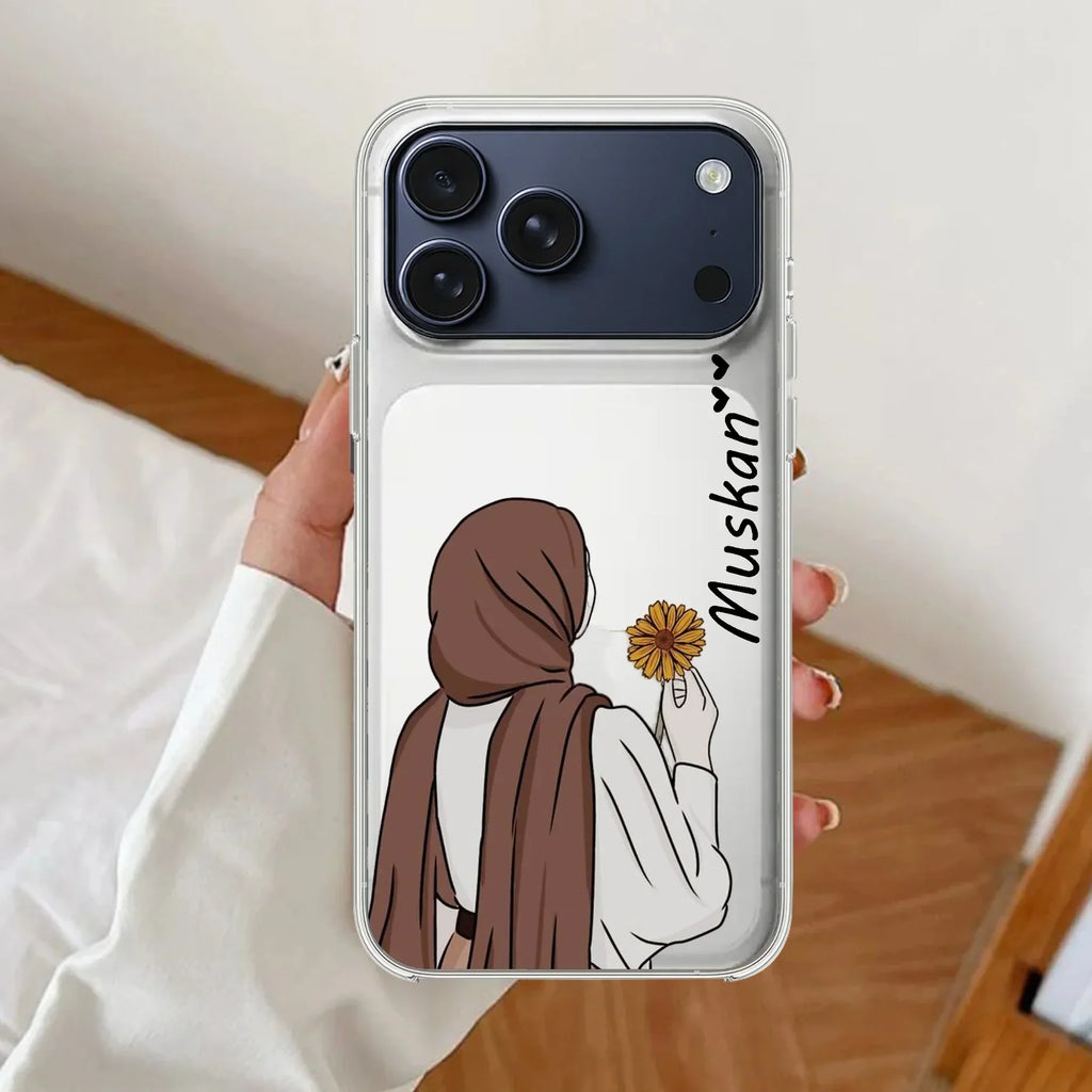 Personalized Hijab Girl Transparent Silicon Case V2 For iPhone 13