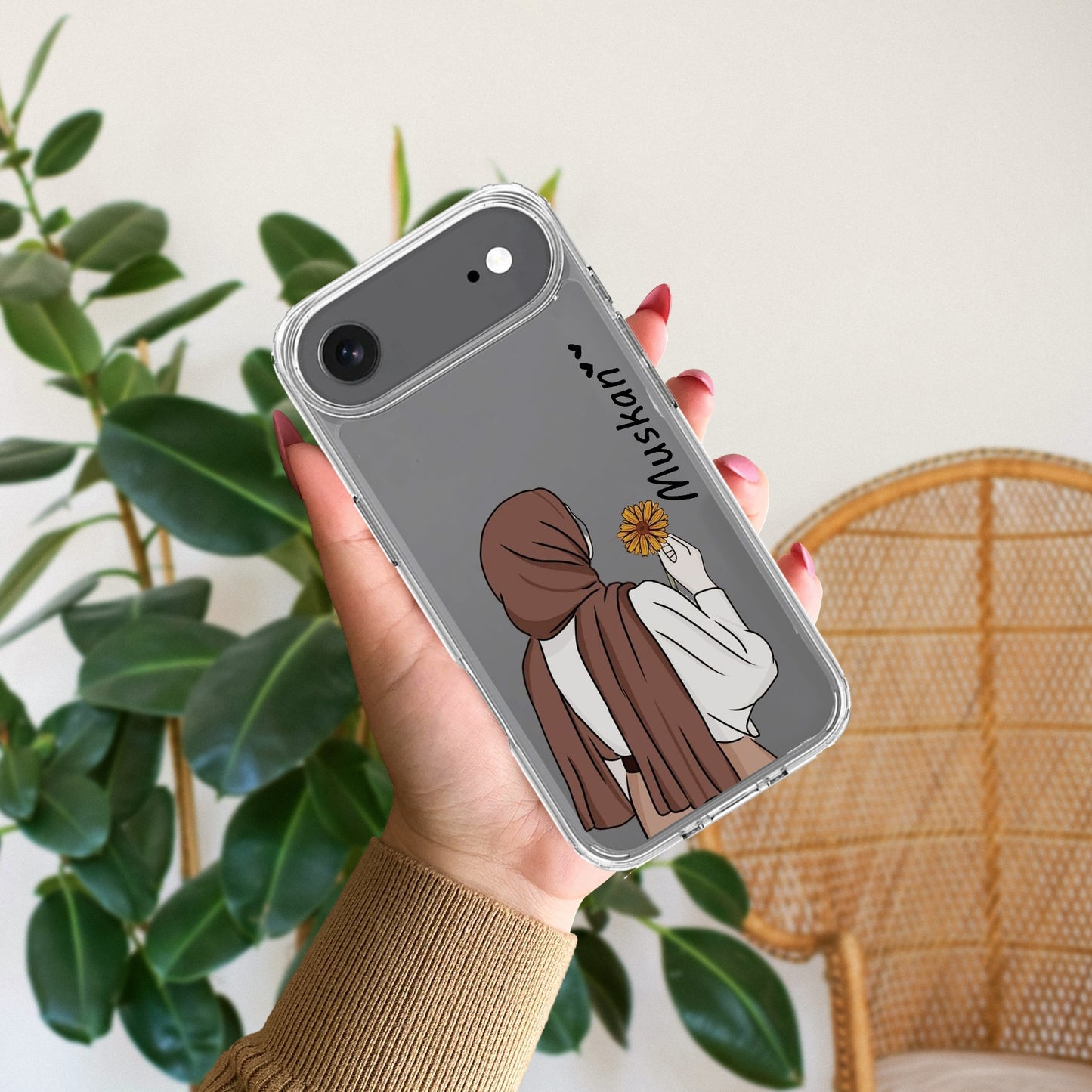 Personalized Hijab Girl Transparent Silicon Case V2 For iPhone