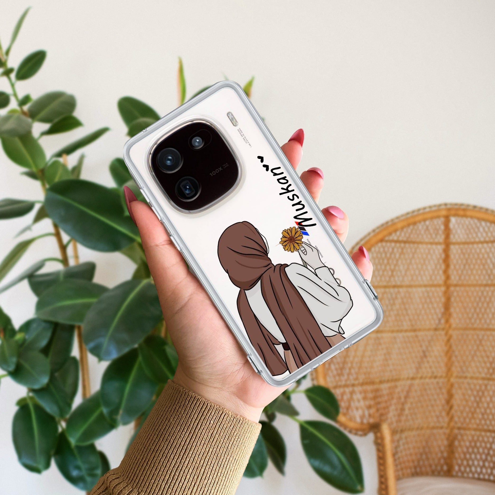 Personalized Hijab Girl Transparent Silicon Case V2 For iQOO - ShopOnCliQ