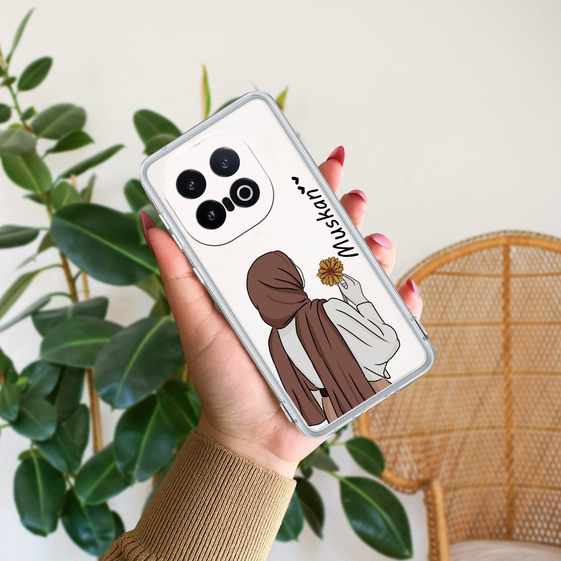 Personalized Hijab Girl Transparent Silicon Case V2 For iQOO - ShopOnCliQ