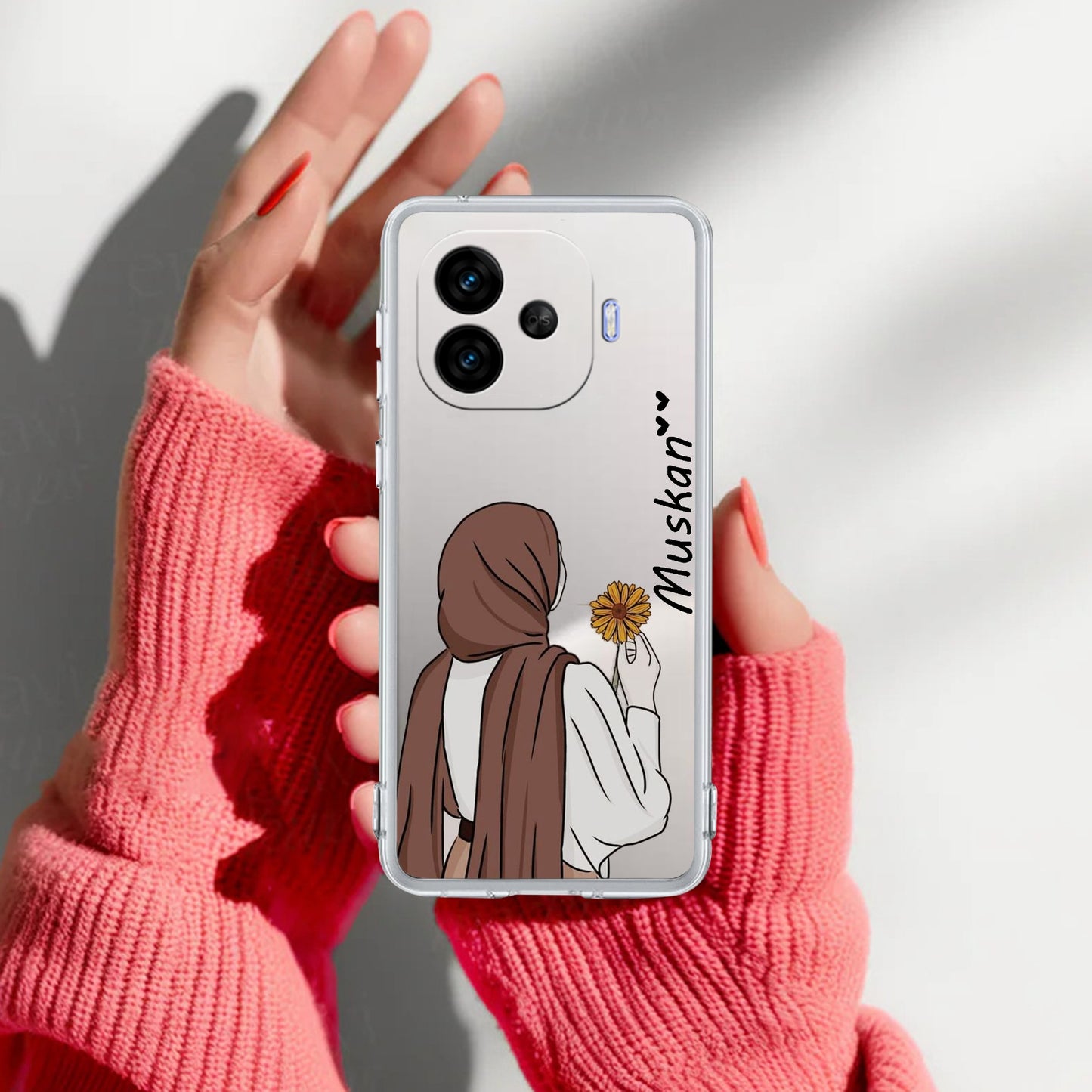 Personalized Hijab Girl Transparent Silicon Case V2 For iQOO