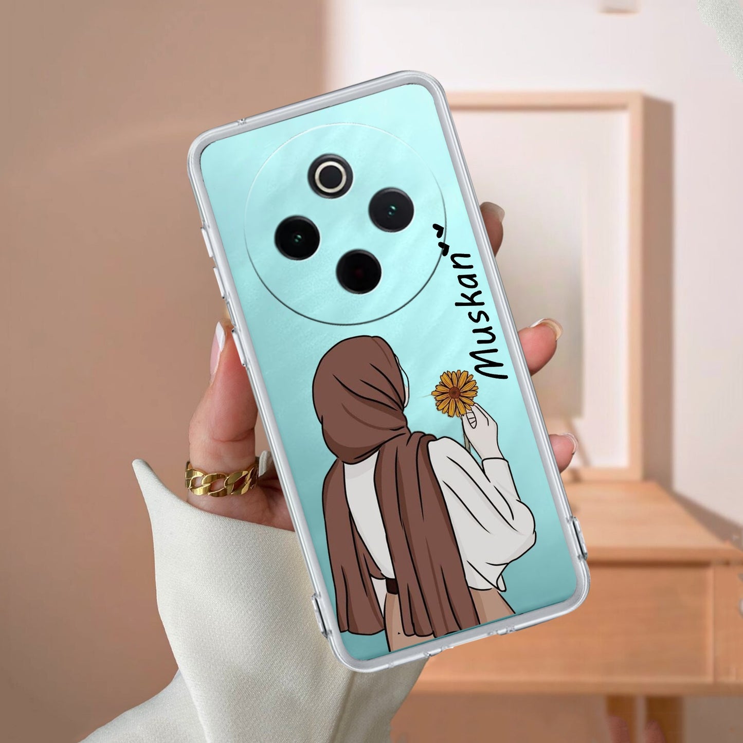 Personalized Hijab Girl Transparent Silicon Case V2 For iQOO