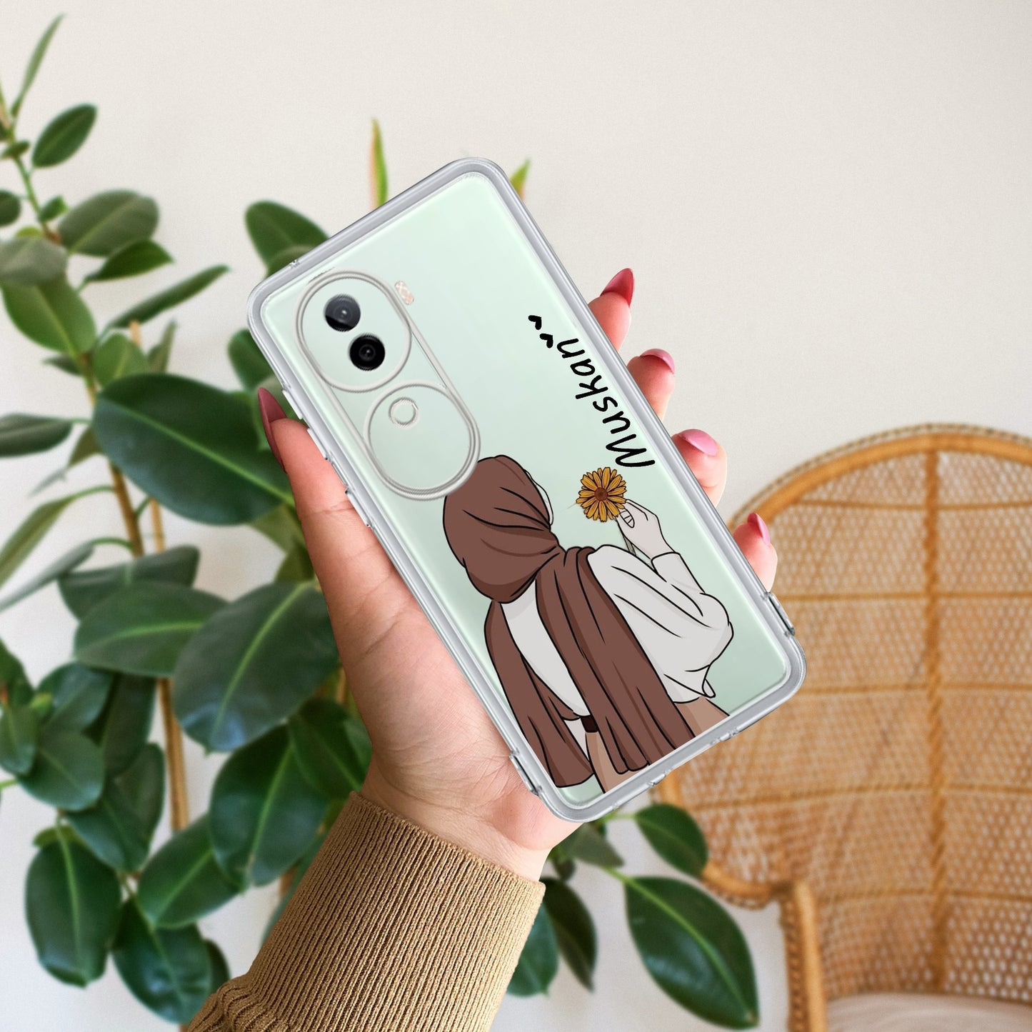 Personalized Hijab Girl Transparent Silicon Case V2 For iQOO