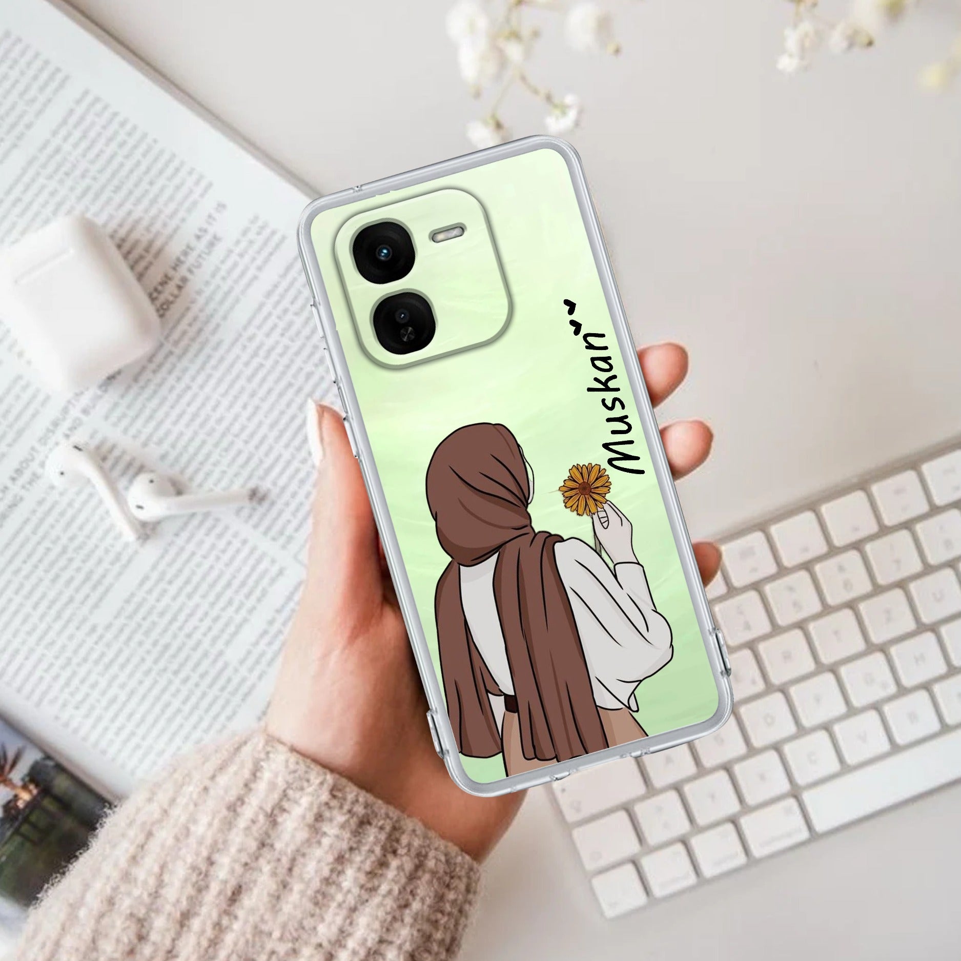 Personalized Hijab Girl Transparent Silicon Case V2 For iQOO Z9x 5G