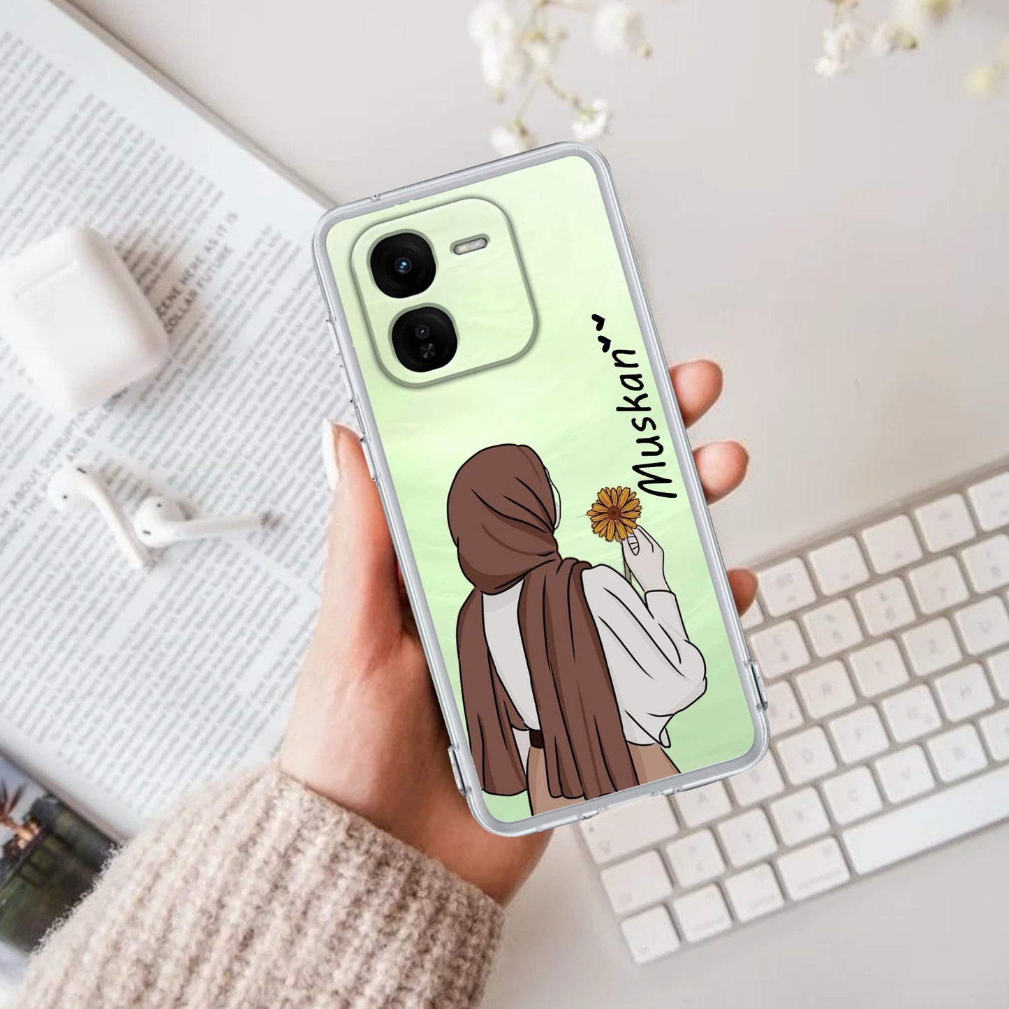 Personalized Hijab Girl Transparent Silicon Case V2 For iQOO
