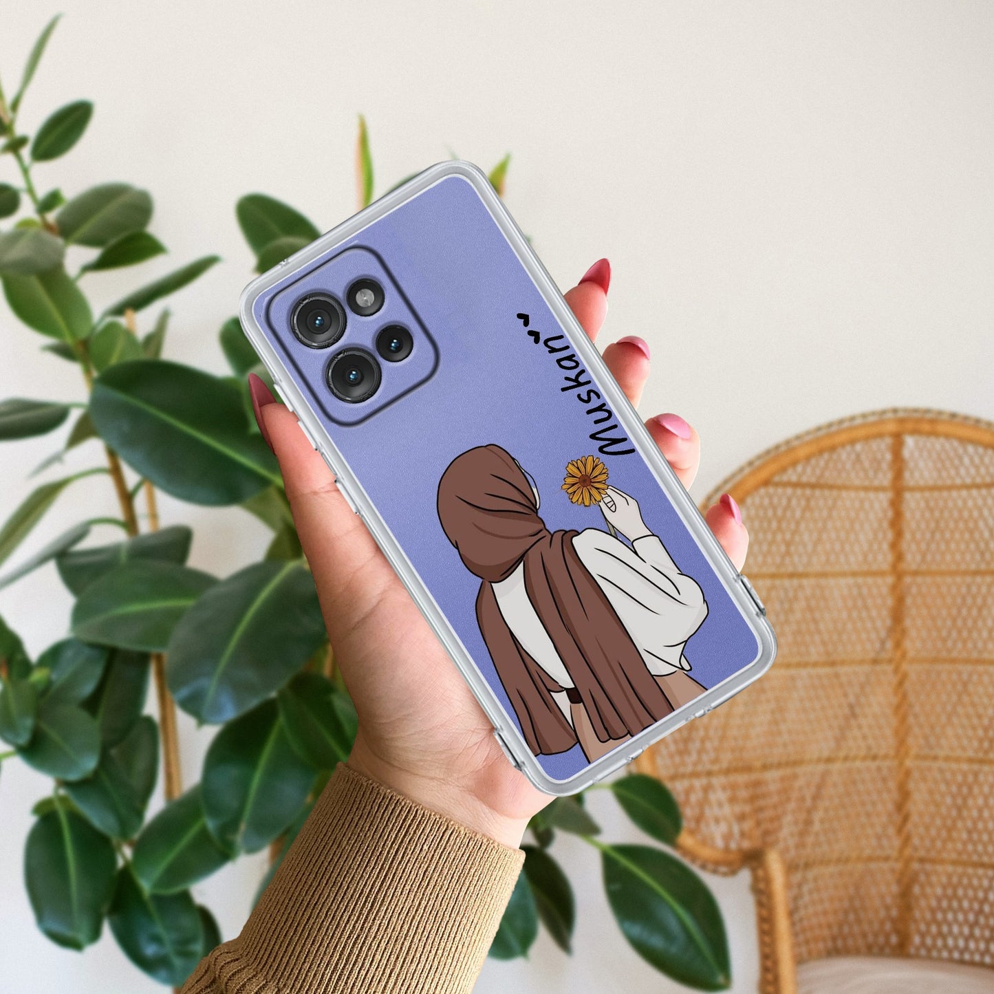 Personalized Hijab Girl Transparent Silicon Case V2 For Motorola