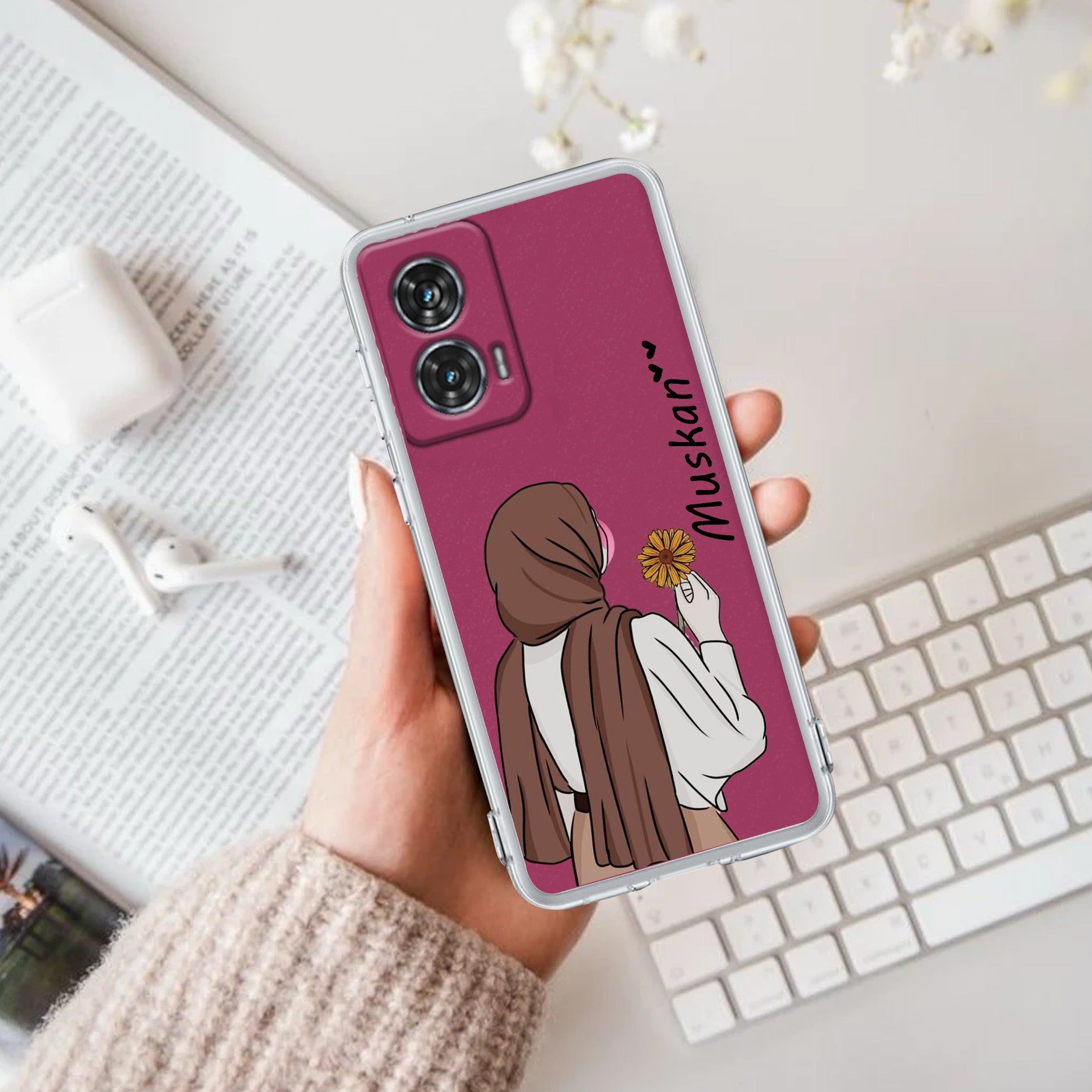 Personalized Hijab Girl Anti Yellow Case V2 For Motorola G96 5G