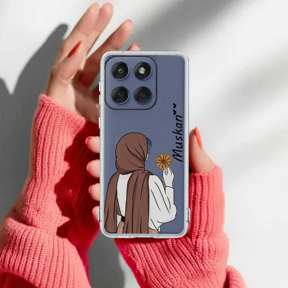Personalized Hijab Girl Transparent Silicon Case V2 For Motorola Edge 60 5G