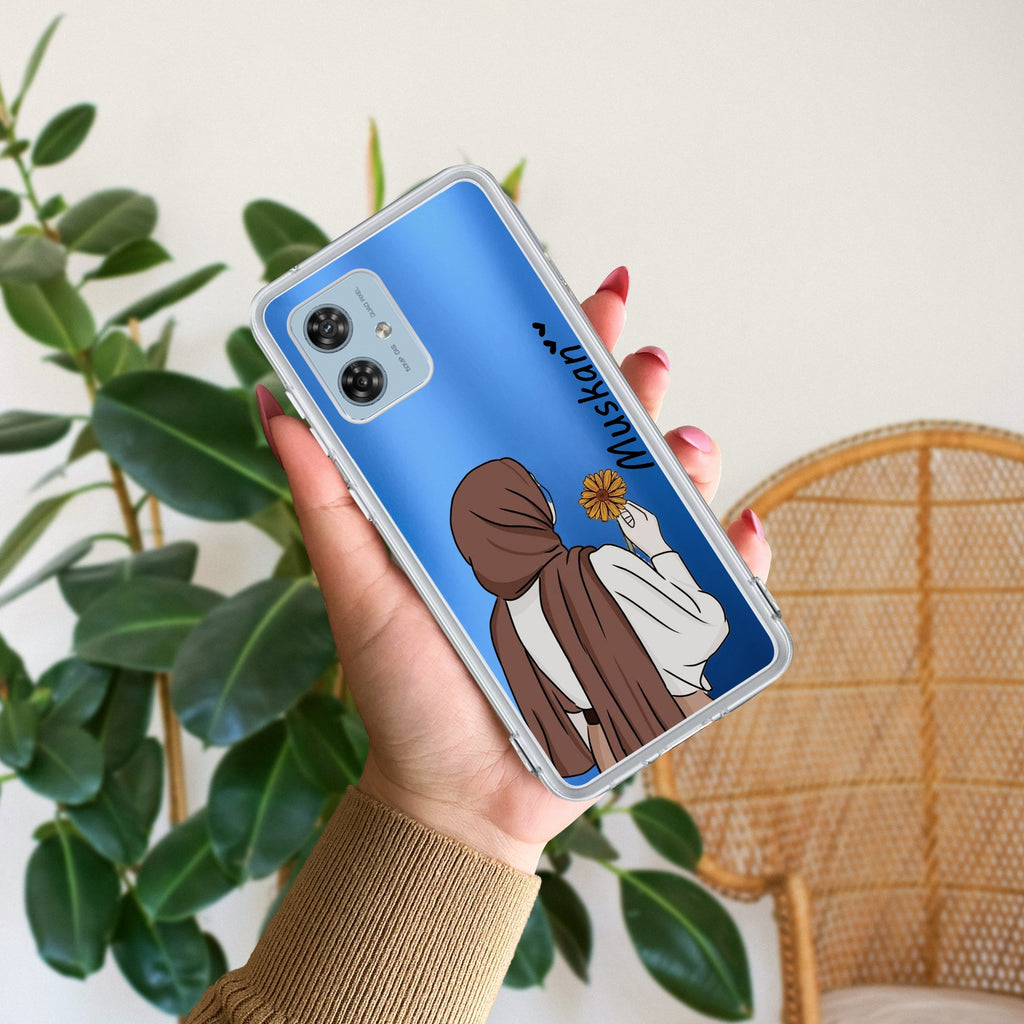 Personalized Hijab Girl Anti Yellow Case V2 For Motorola G54 5G