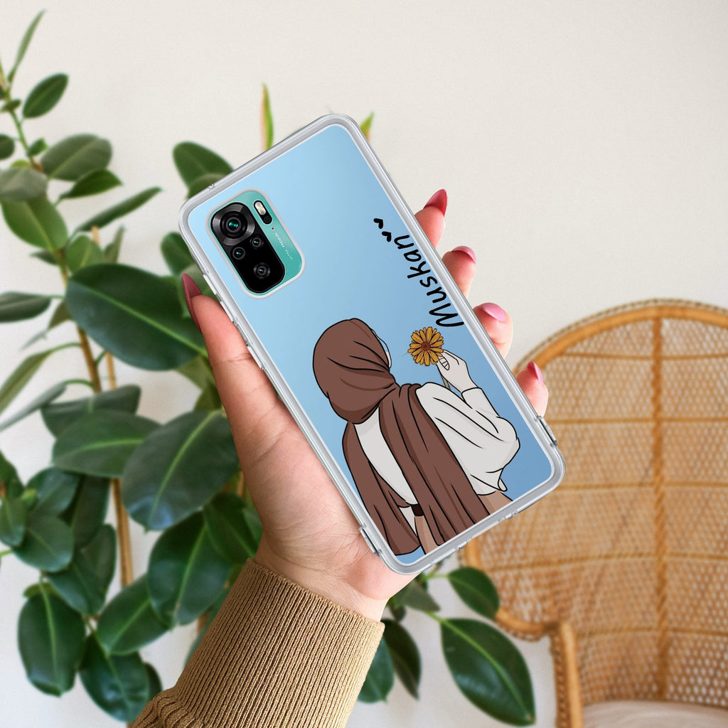 Personalized Hijab Girl Transparent Silicon Case V2 For Redmi Note 10 / 10S
