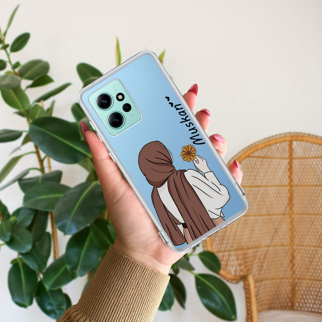 Personalized Hijab Girl Transparent Silicon Case V2 For Redmi Note 12 4G
