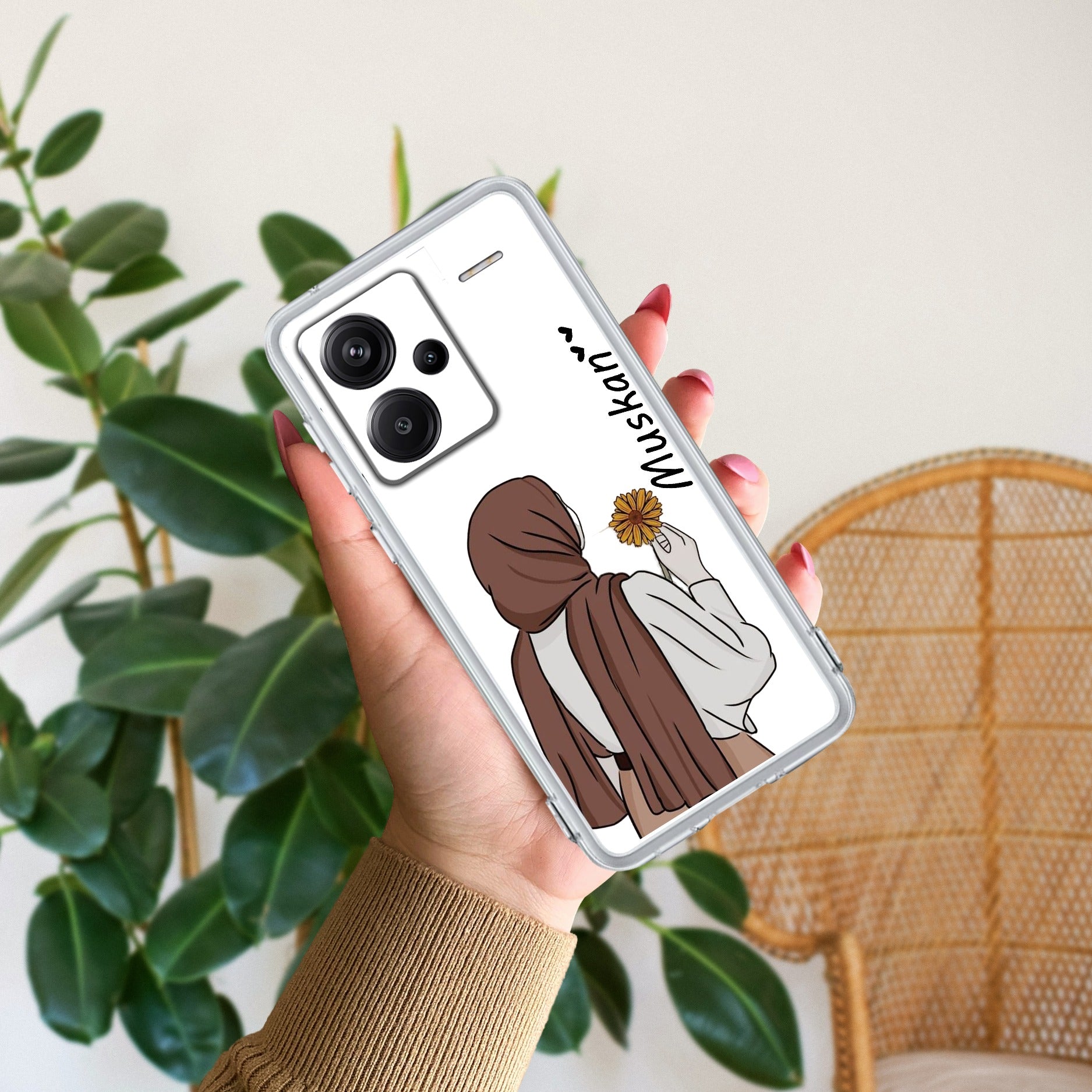 Personalized Hijab Girl Transparent Silicon Case V2 For Redmi Note 13 Pro Plus 5G