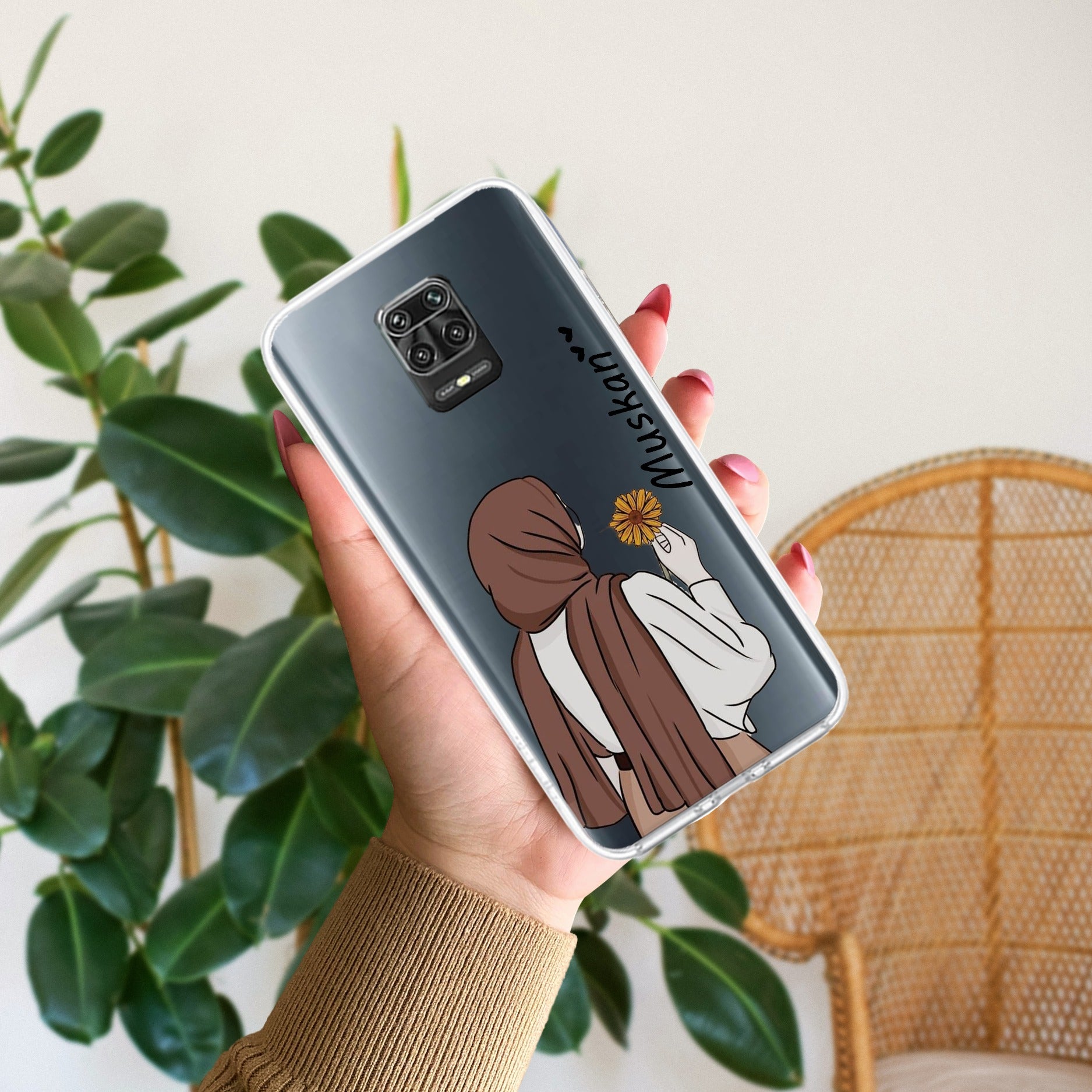Personalized Hijab Girl Transparent Silicon Case V2 For Redmi Note 9 Pro Max