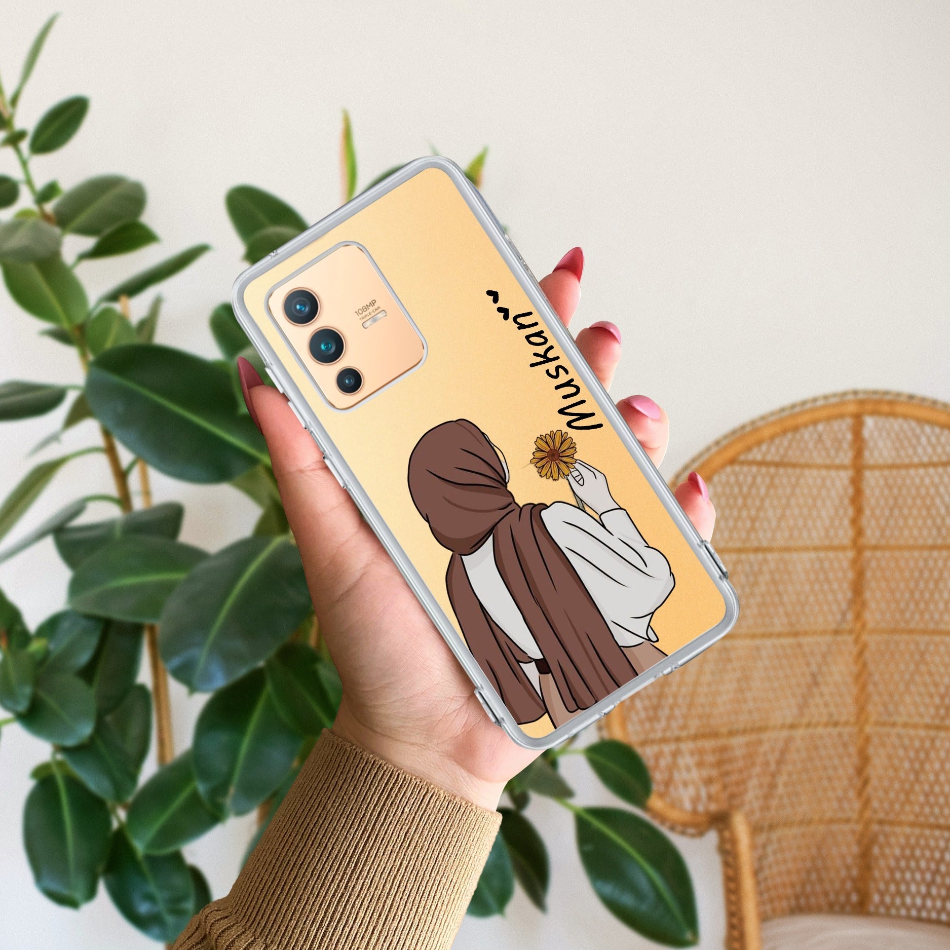 Personalized Hijab Girl Transparent Silicon Case V2 For Vivo Y22