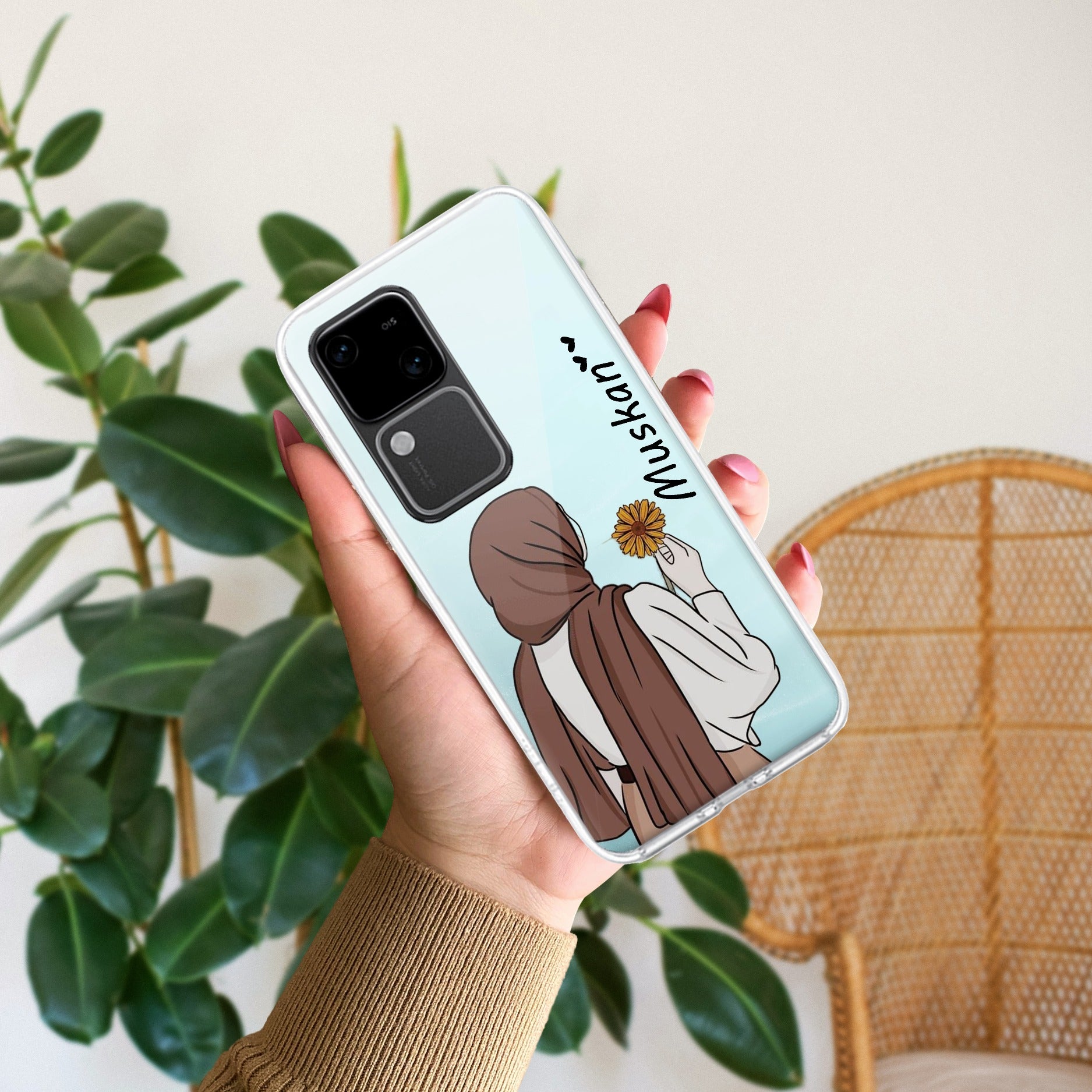 Personalized Hijab Girl Transparent Silicon Case V2 For Vivo Y35