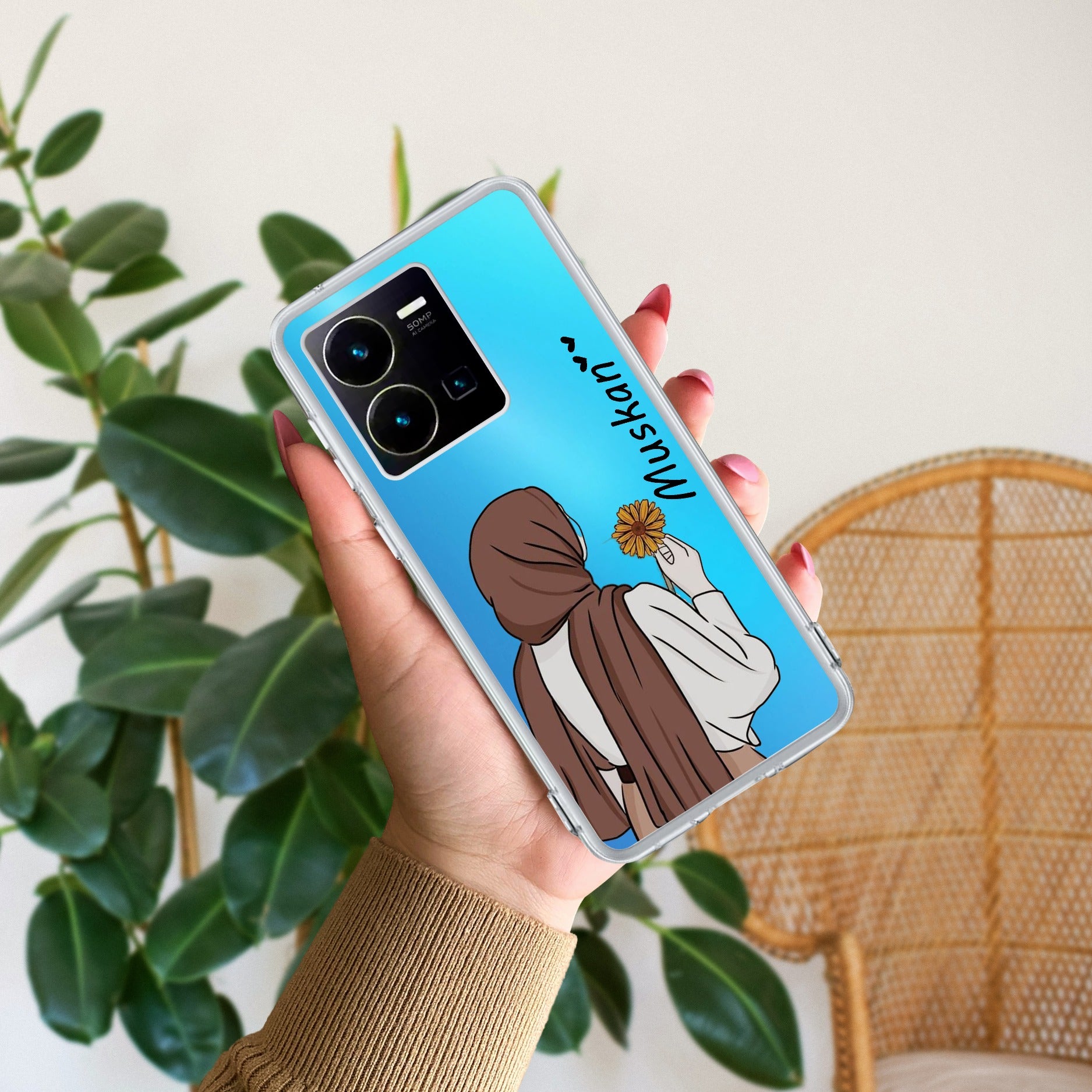 Personalized Hijab Girl Transparent Silicon Case V2 For Vivo Y35
