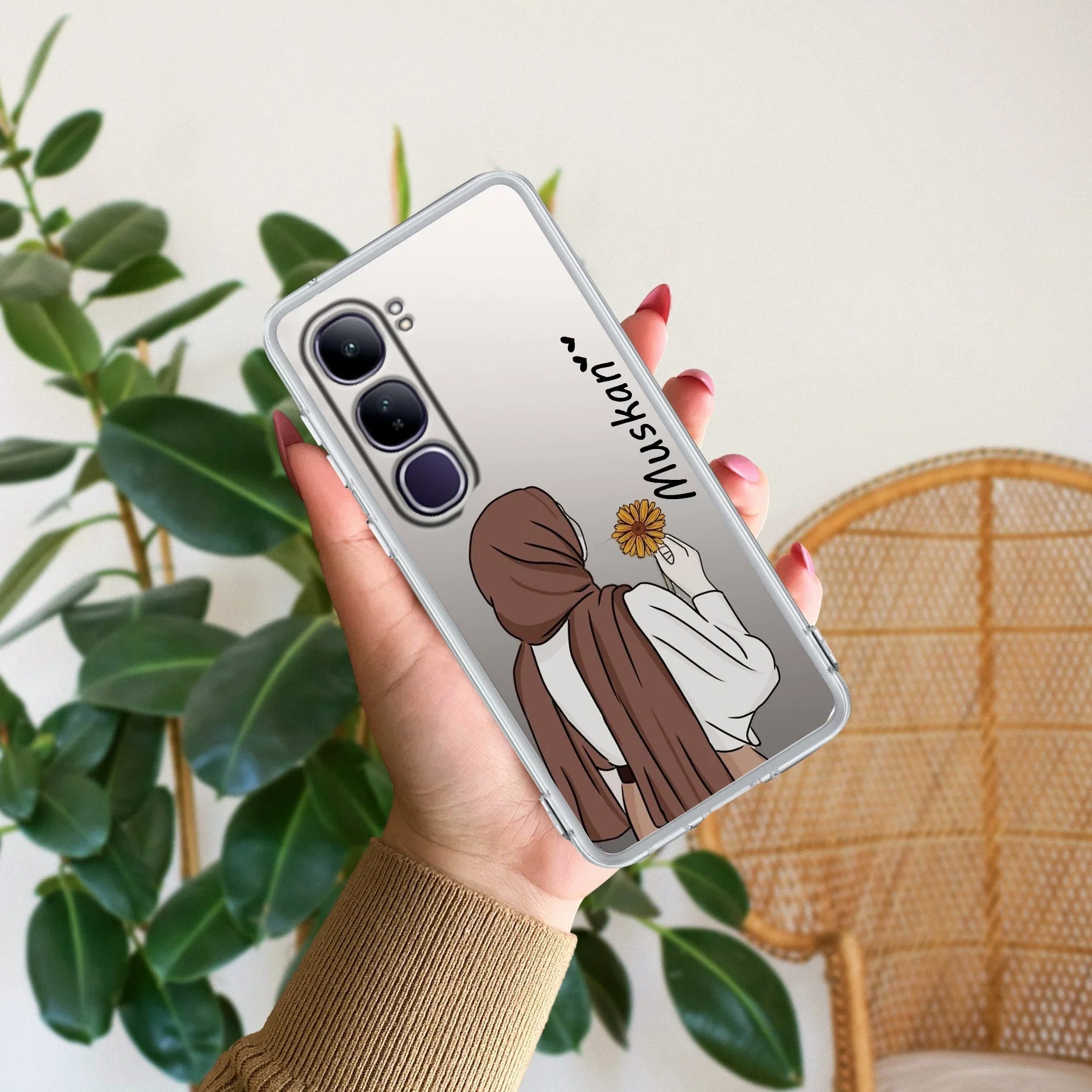 Personalized Hijab Girl Transparent Silicon Case V2 For Vivo - ShopOnCliQ