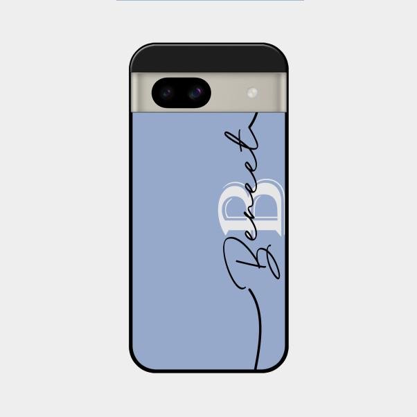 Personalized Initials Azure Glossy Metal Case Cover For Google Pixel 8A 5G