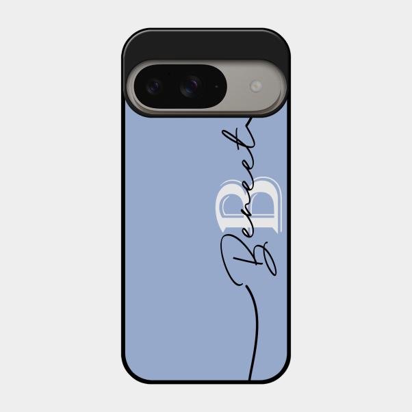 Personalized Initials Azure Glossy Metal Case Cover For Google Pixel 9 5G