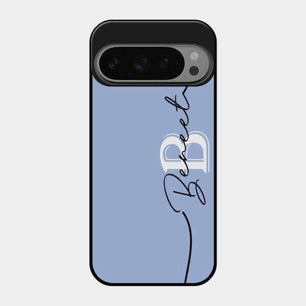 Personalized Initials Azure Glossy Metal Case Cover For Google Pixel 9 Pro 5G