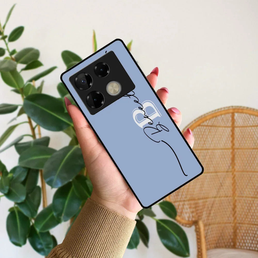 Personalized Initials Azure Glossy Metal Case Cover For Infinix - ShopOnCliQ