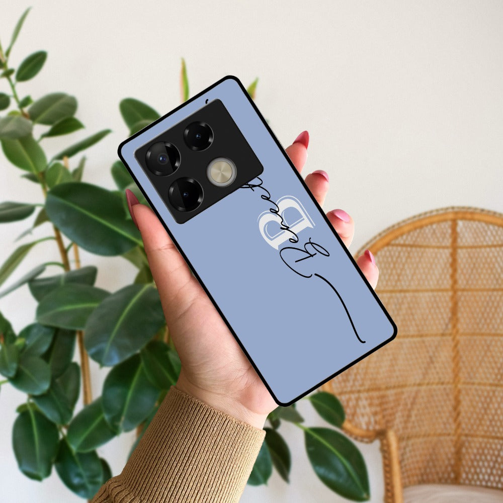Personalized Initials Azure Glossy Metal Case Cover For Infinix