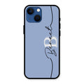 Personalized Initials Azure Glossy Metal Case Cover For iPhone 13 mini
