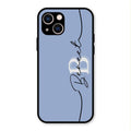 Personalized Initials Azure Glossy Metal Case Cover For iPhone 13