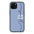 Personalized Initials Azure Glossy Metal Case Cover For iPhone 15 Plus