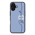 Personalized Initials Azure Glossy Metal Case Cover For iPhone 16