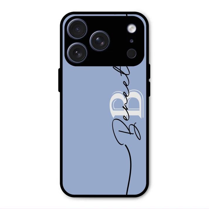Personalized Initials Azure Glossy Metal Case Cover For iPhone 17 Pro Max