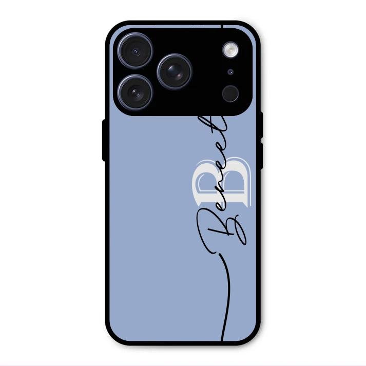 Personalized Initials Azure Glossy Metal Case Cover For iPhone 17 Pro