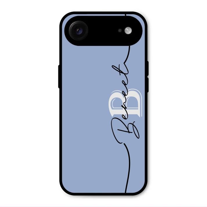 Personalized Initials Azure Glossy Metal Case Cover For iPhone Air