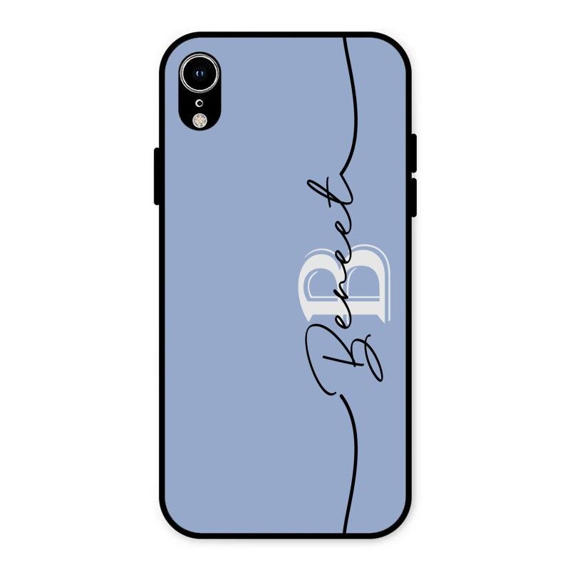 Personalized Initials Azure Glossy Metal Case Cover For iPhone XR