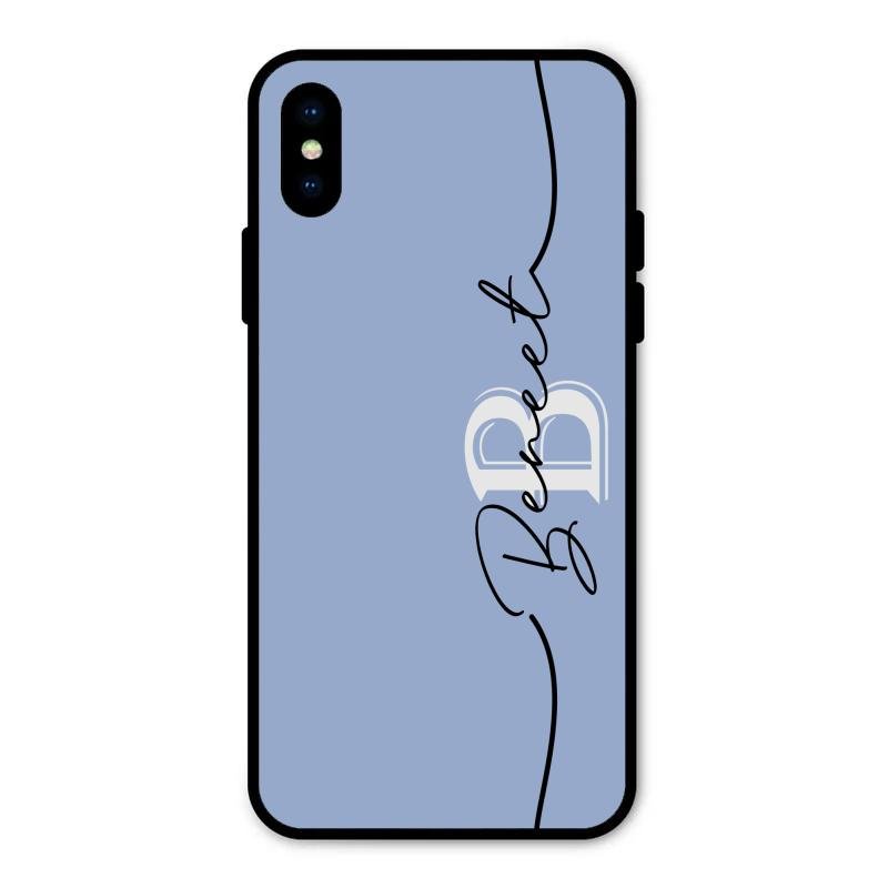 Personalized Initials Azure Glossy Metal Case Cover For iPhone XS