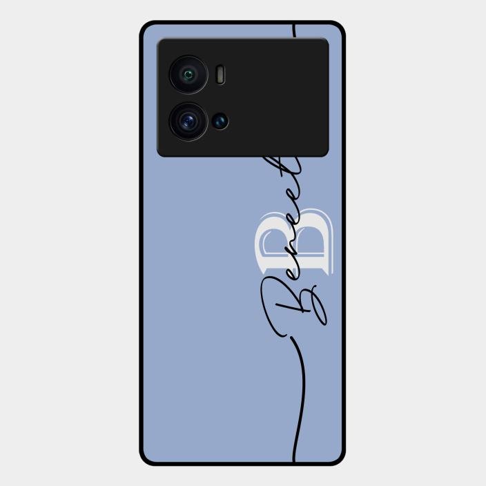 Personalized Initials Azure Glossy Metal Case Cover For Iqoo 9 Pro 5G
