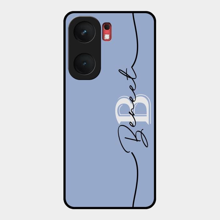 Personalized Initials Azure Glossy Metal Case Cover For Iqoo Neo 9 Pro 5G